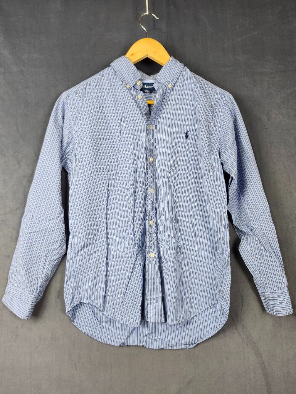 Ralph Lauren Blue Striped Button Down Shirt Size Large 16/18
